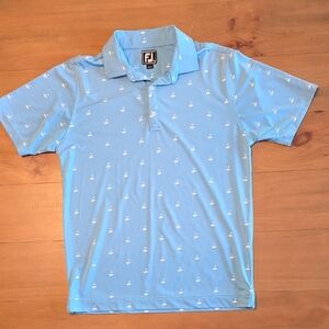 FootJoy Light Blue Boys' Polo with White Sailboat Print